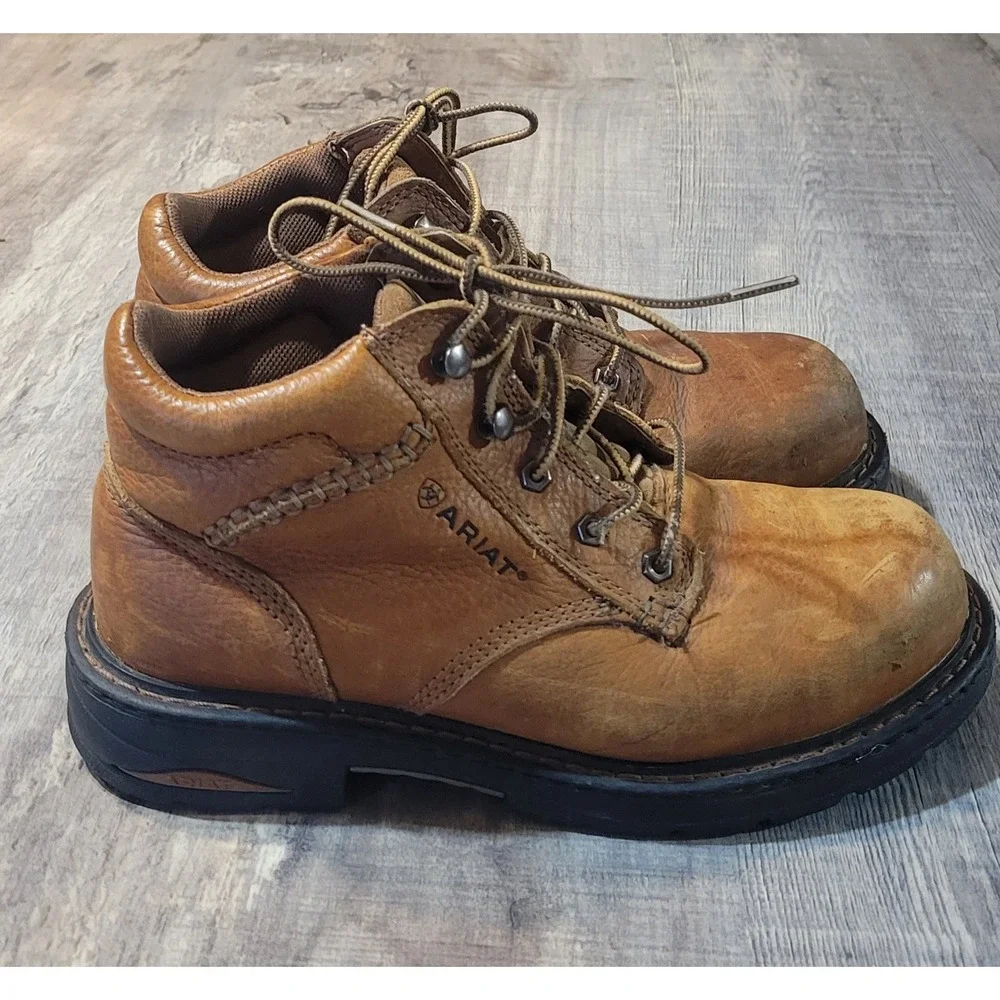 Ariat Mens Composite Toe Leather Work Boots Tan Brown Lace Up 10005949 Size 7.5B